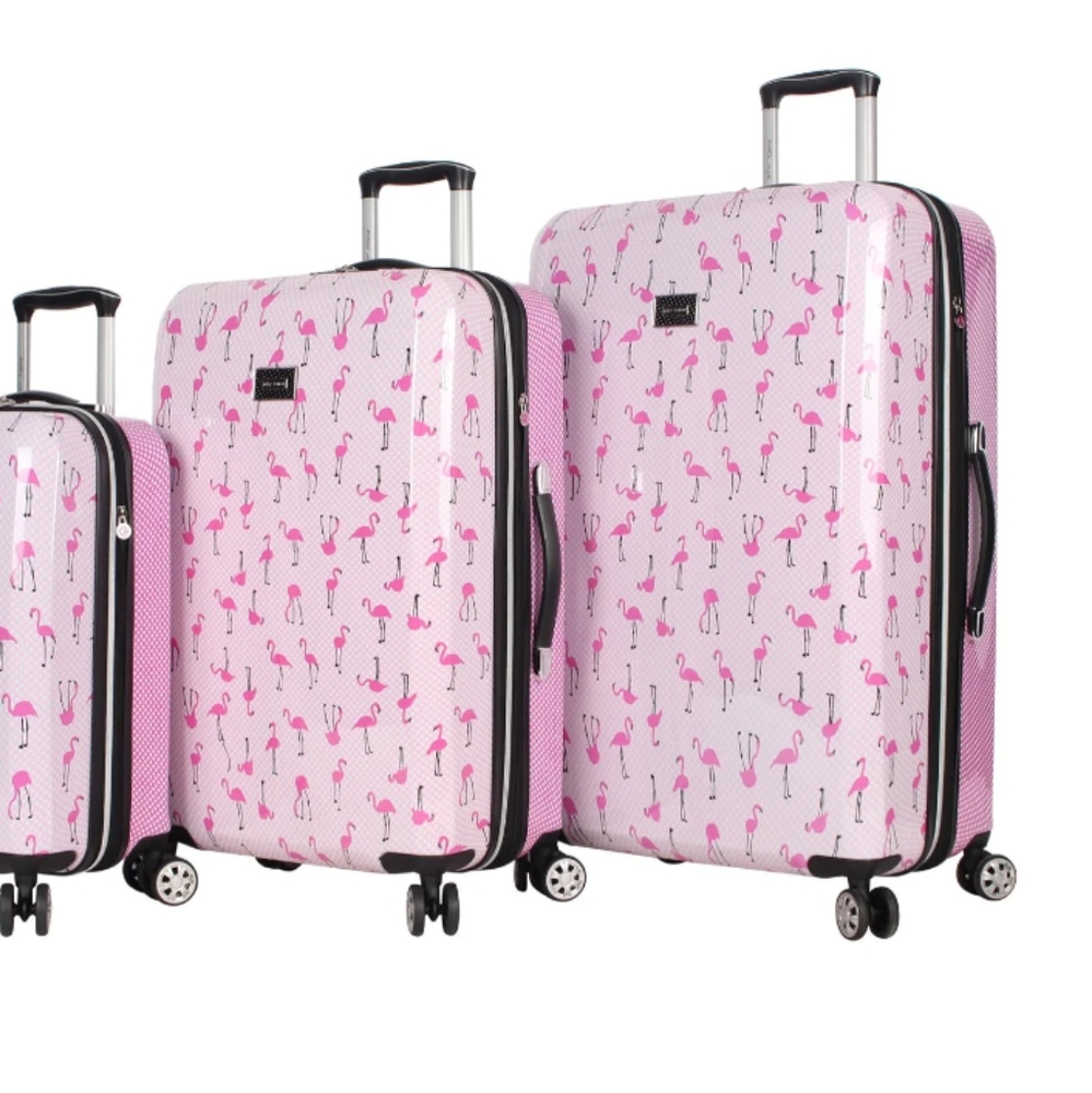 New 2 pc Set Flamingo Strut Betsey Johnson Luggage